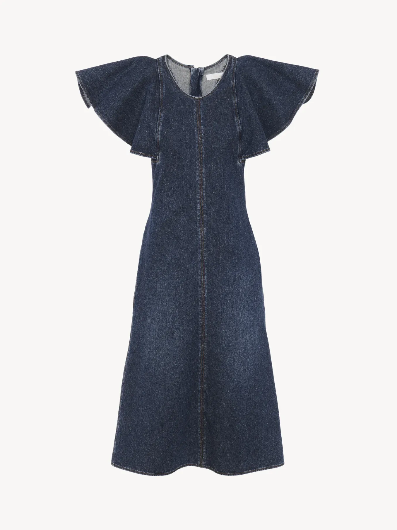 Robes-Chloé Robe Midi Volantee Faded Denim