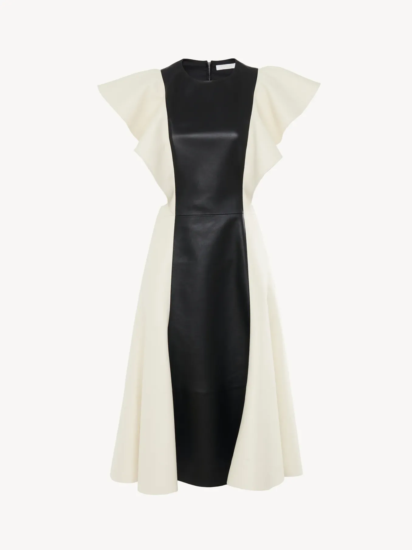 Robes-Chloé Robe Midi Volantee Black - White 1