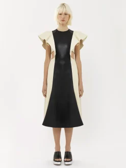 Robes-Chloé Robe Midi Volantee Black - White 1