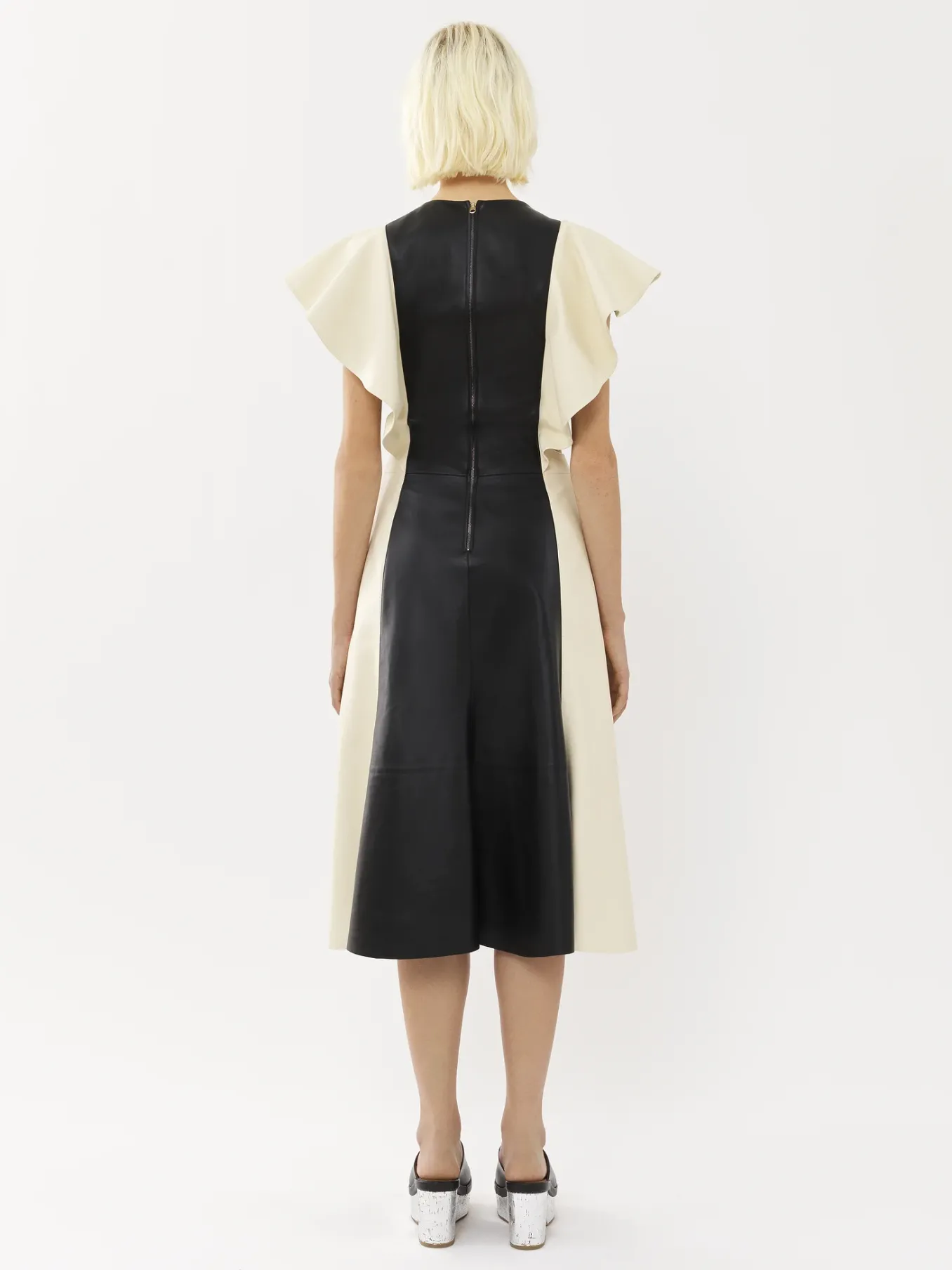 Robes-Chloé Robe Midi Volantee Black - White 1