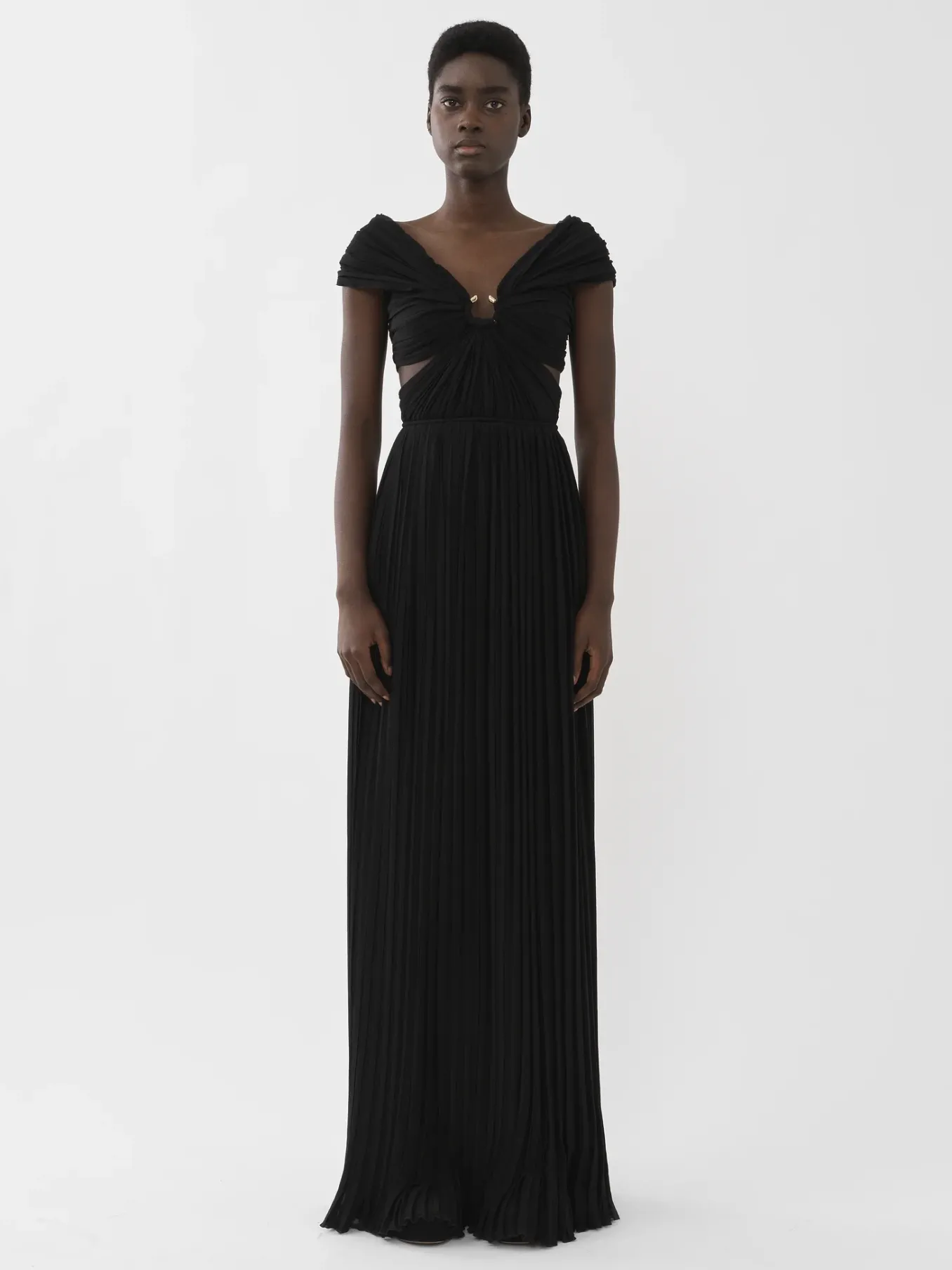 Robes-Chloé Robe Plissee Epaules Nues Noir