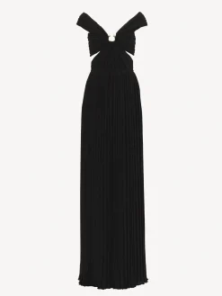 Robes-Chloé Robe Plissee Epaules Nues Noir