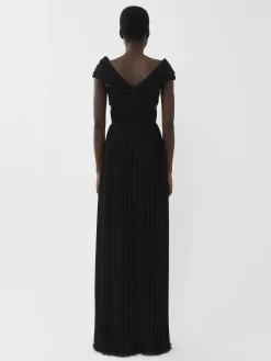 Robes-Chloé Robe Plissee Epaules Nues Noir
