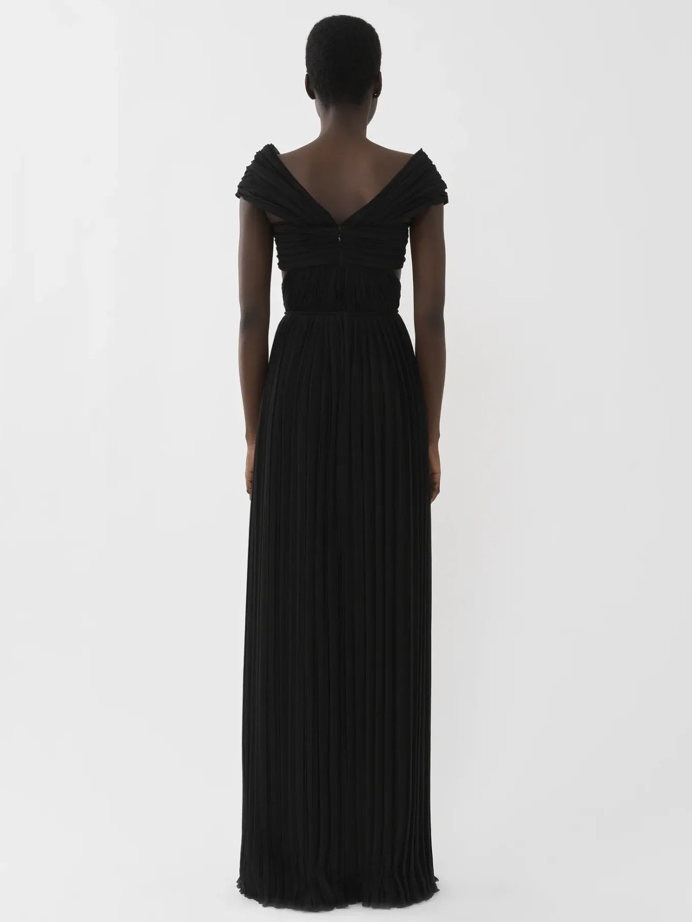 Robes-Chloé Robe Plissee Epaules Nues Noir