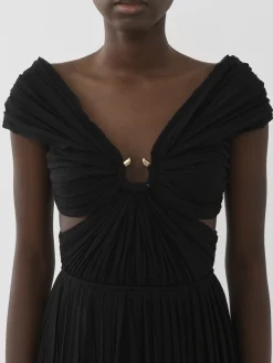 Robes-Chloé Robe Plissee Epaules Nues Noir