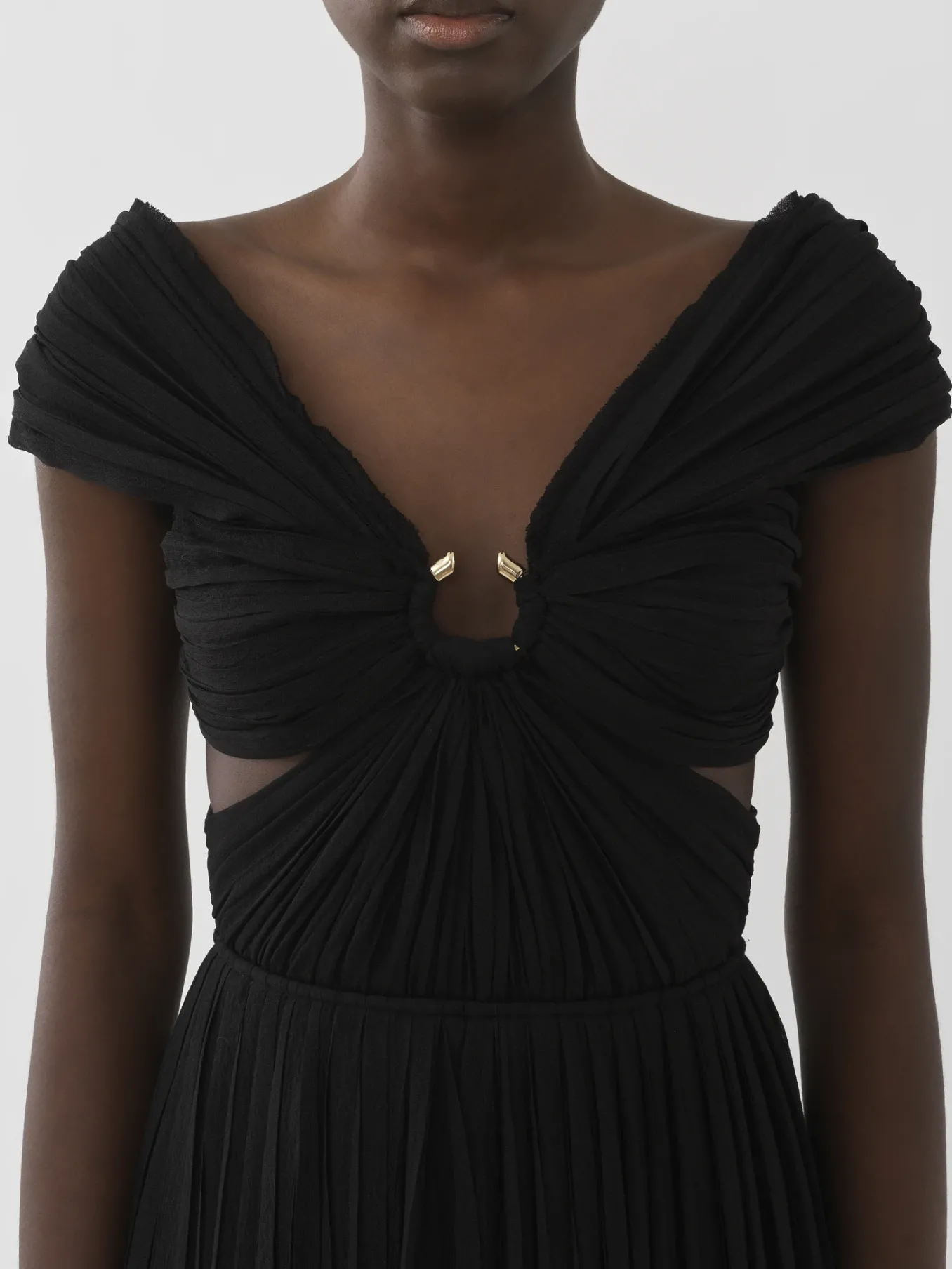 Robes-Chloé Robe Plissee Epaules Nues Noir