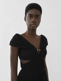 Robes-Chloé Robe Plissee Epaules Nues Noir