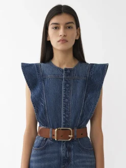 Robes-Chloé Robe Trompe L'Oeil Evasee Dusky Blue