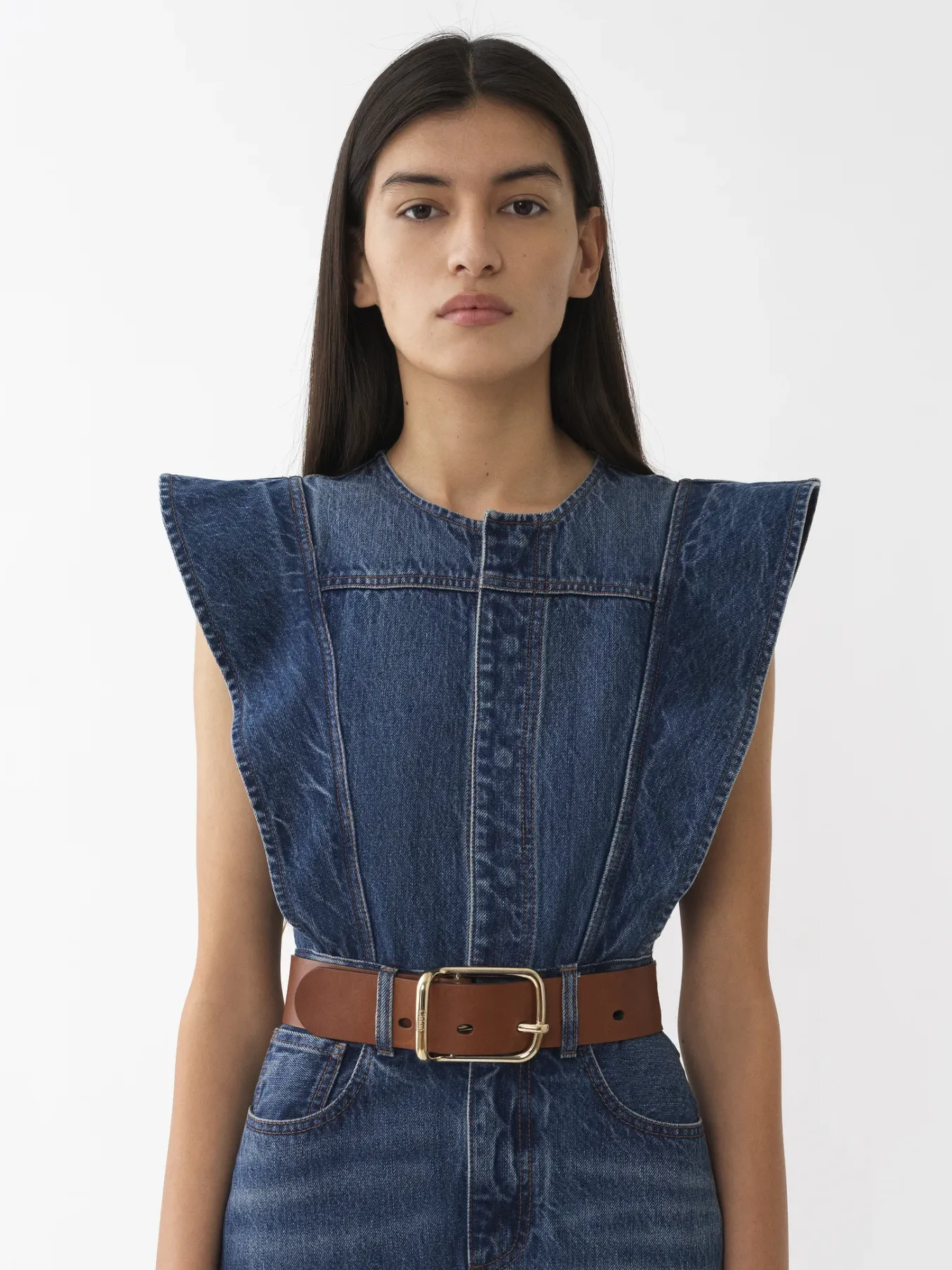 Robes-Chloé Robe Trompe L'Oeil Evasee Dusky Blue