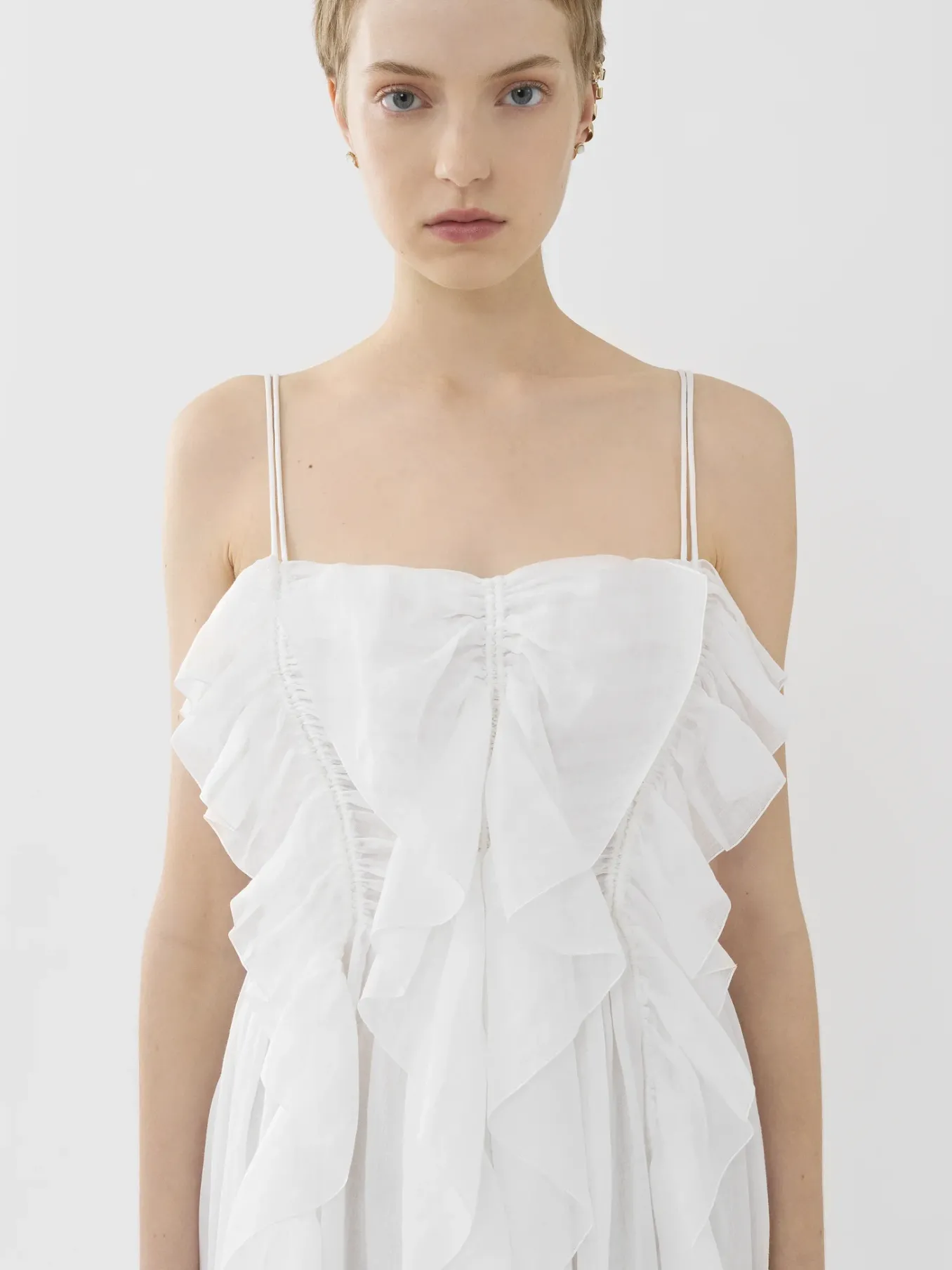 Robes-Chloé Robe Volantee Blanc