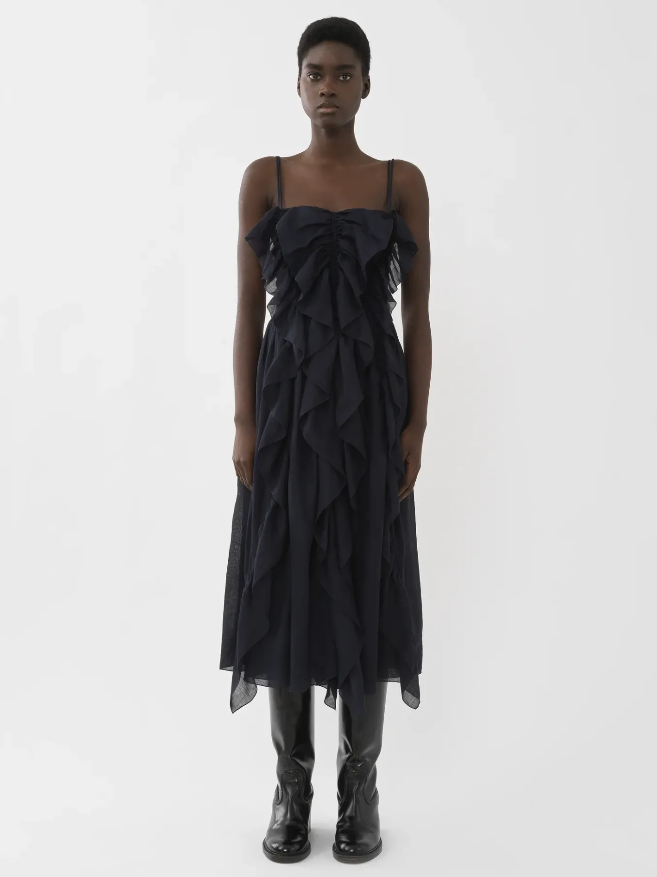 Robes-Chloé Robe Volantee Ink Navy