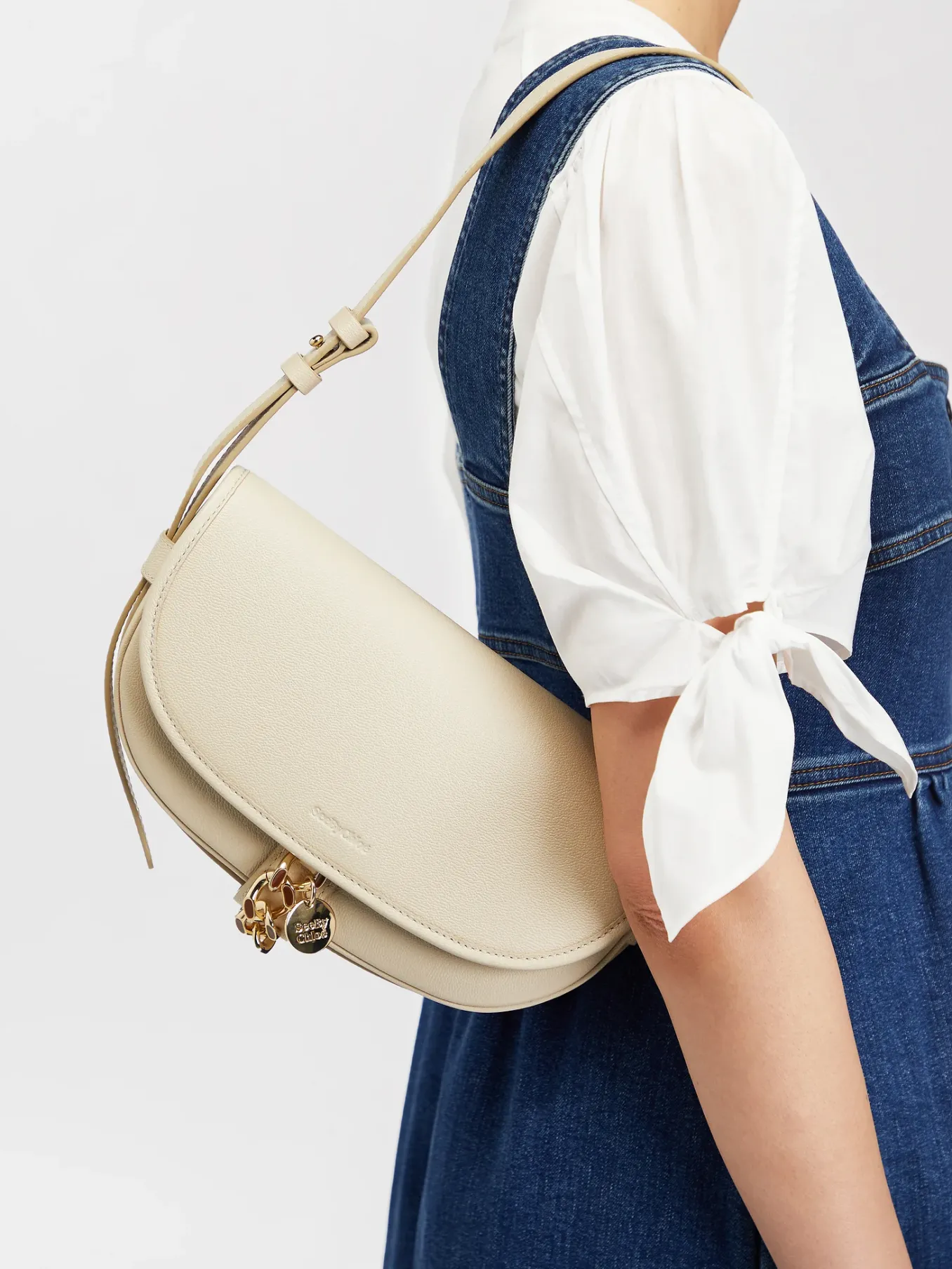 Sacs Porté Épaule-Chloé Sac Baguette Mara Cement Beige