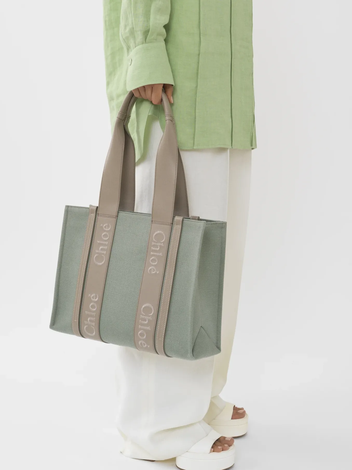 Sacs Cabas-Chloé Sac Cabas Woody Faded Green