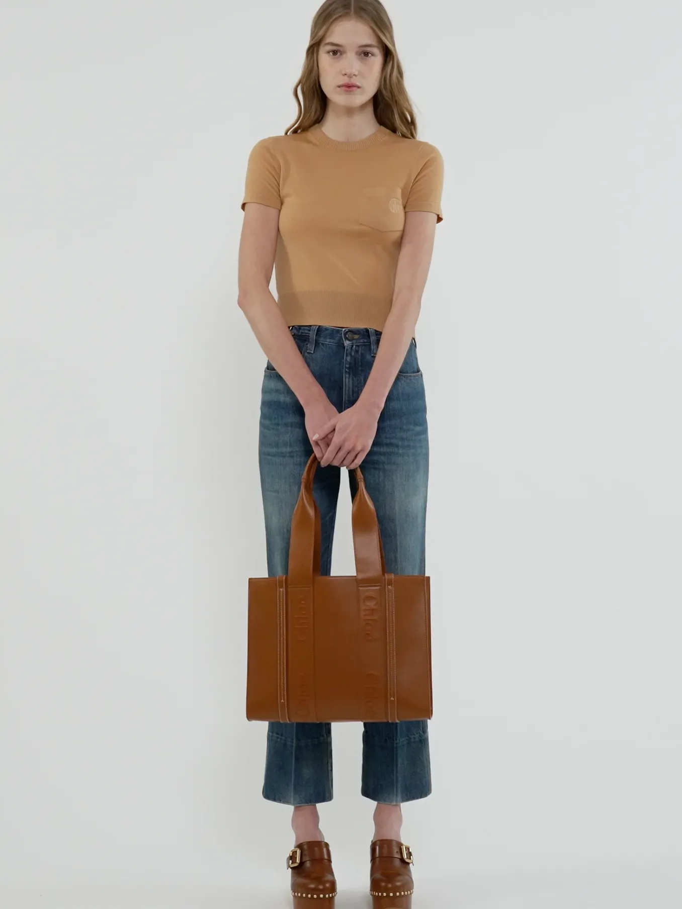 Sacs Cabas-Chloé Sac Cabas Woody Caramel