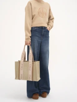 Sacs Cabas-Chloé Sac Cabas Woody Blushy Beige
