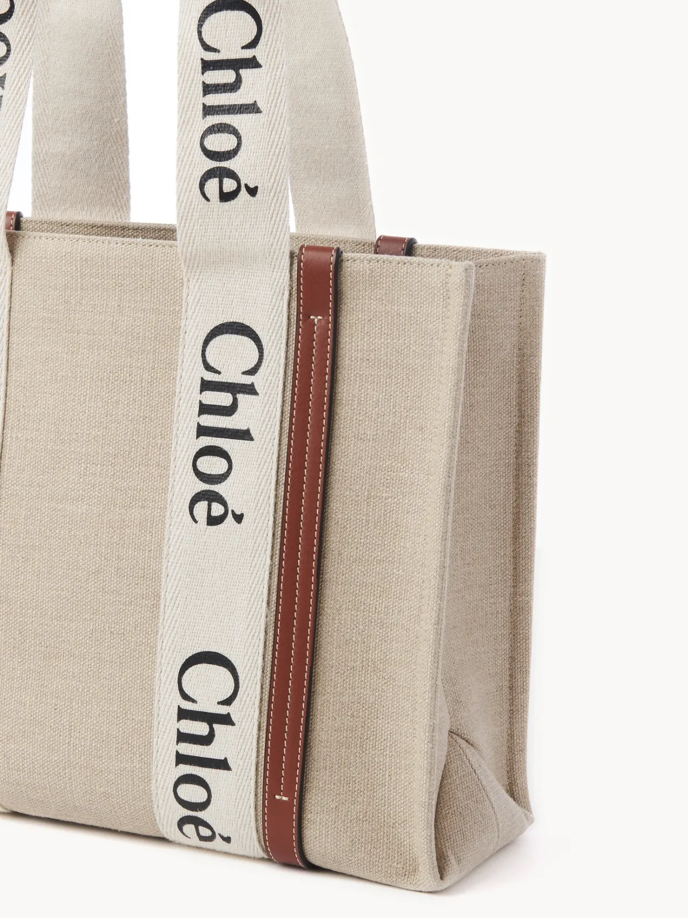 Sacs Cabas-Chloé Sac Cabas Woody White - Brown 1