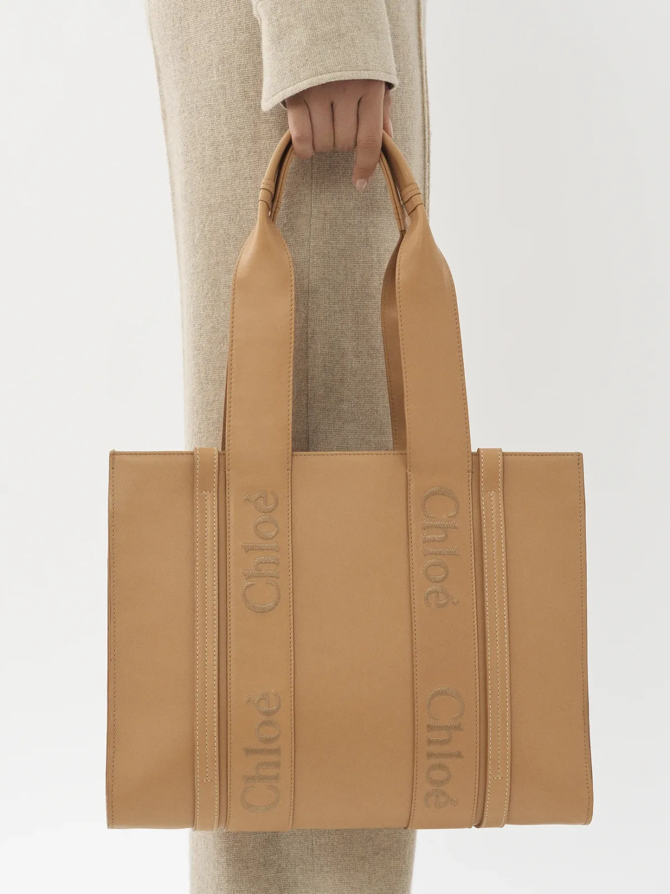 Sacs Cabas-Chloé Sac Cabas Woody Light Tan