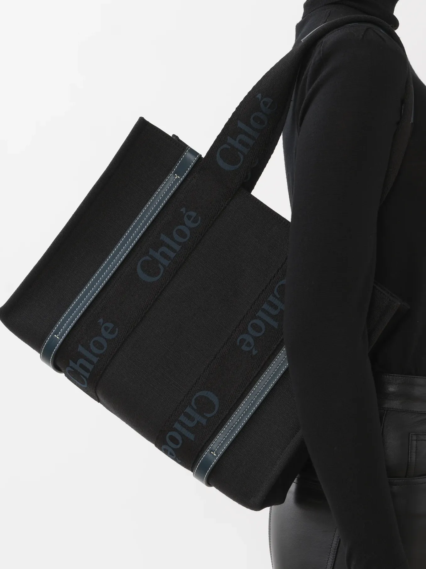 Sacs Cabas-Chloé Sac Cabas Woody Black - Green 1