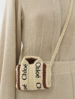 Sacs À Bandoulière-Chloé Sac Cabas Woody Nano A Bandoulière Brown - Beige 1