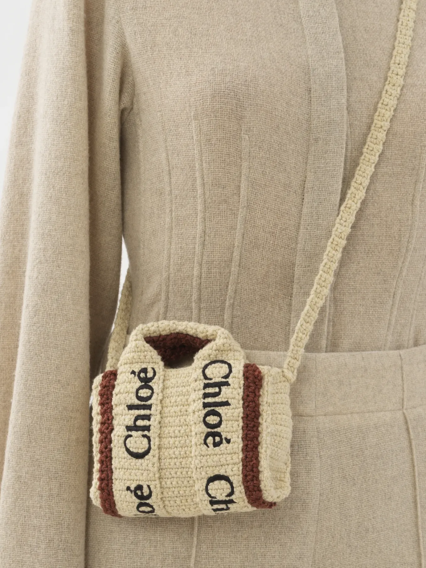 Sacs À Bandoulière-Chloé Sac Cabas Woody Nano A Bandoulière Brown - Beige 1