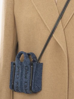 Mini Sacs-Chloé Sac Cabas Woody Nano A Bandoulière Denim