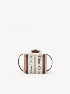 Sacs À Bandoulière-Chloé Sac Cabas Woody Nano A Bandoulière White - Brown 1