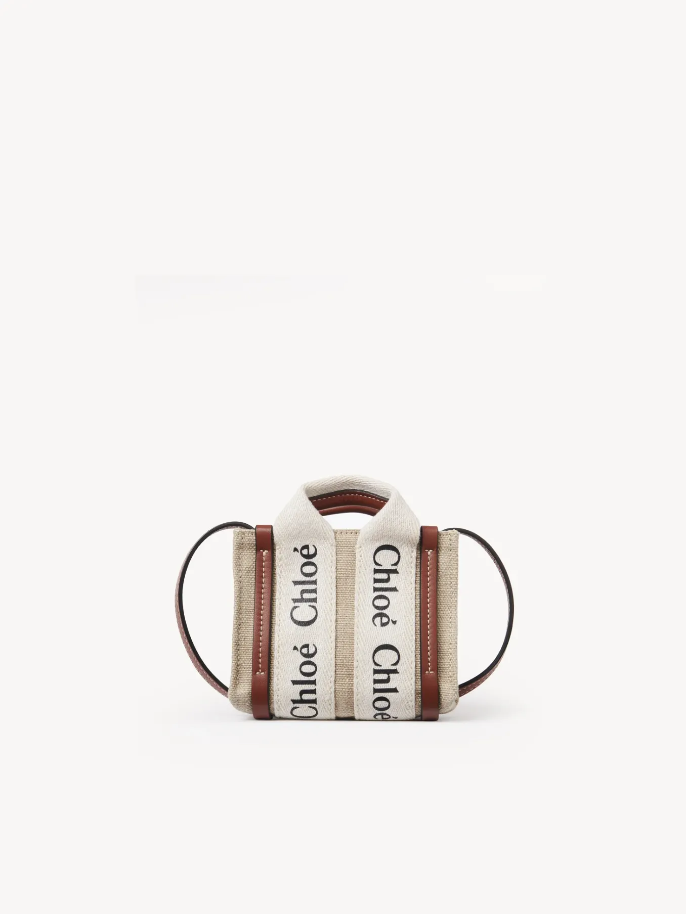 Sacs À Bandoulière-Chloé Sac Cabas Woody Nano A Bandoulière White - Brown 1