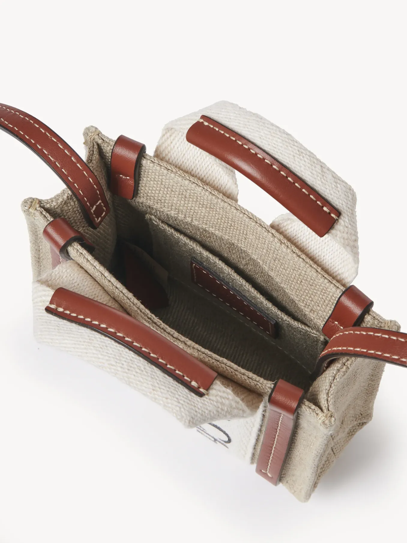 Sacs À Bandoulière-Chloé Sac Cabas Woody Nano A Bandoulière White - Brown 1