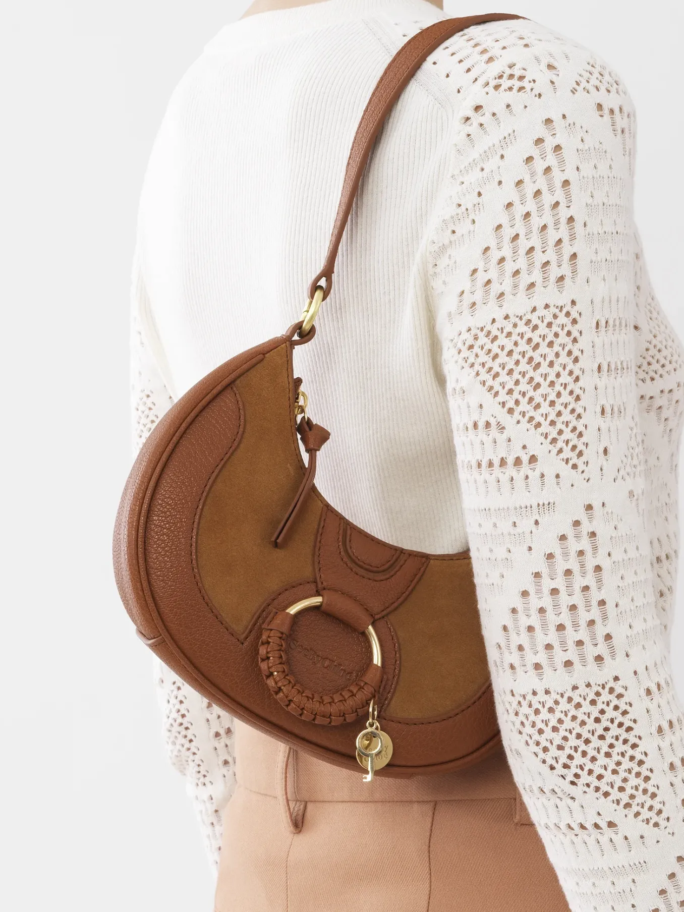 Sacs Porté Épaule-Chloé Sac Demi-Lune Hana Caramello