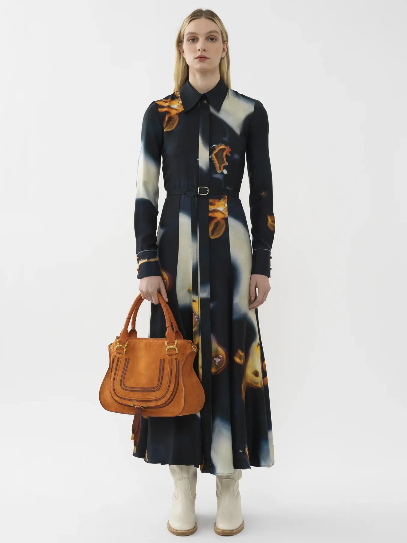 Sacs À Bandoulière-Chloé Sac Double Porte Marcie Henna Orange