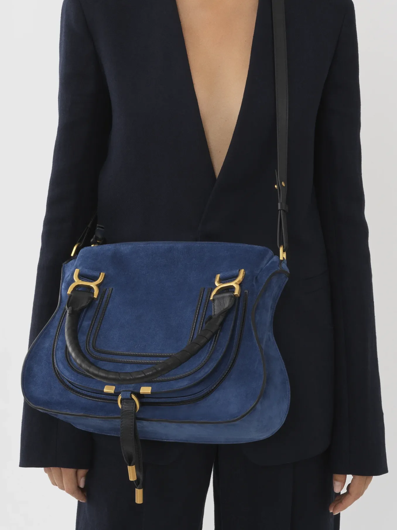 Sacs À Bandoulière-Chloé Sac Double Porte Marcie Deep Denim