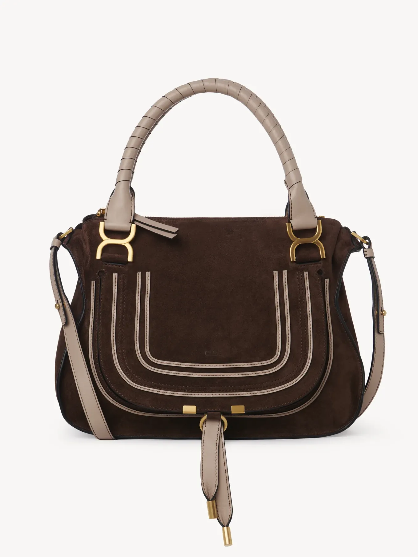 Sacs À Bandoulière-Chloé Sac Double Porte Marcie Pure Brown