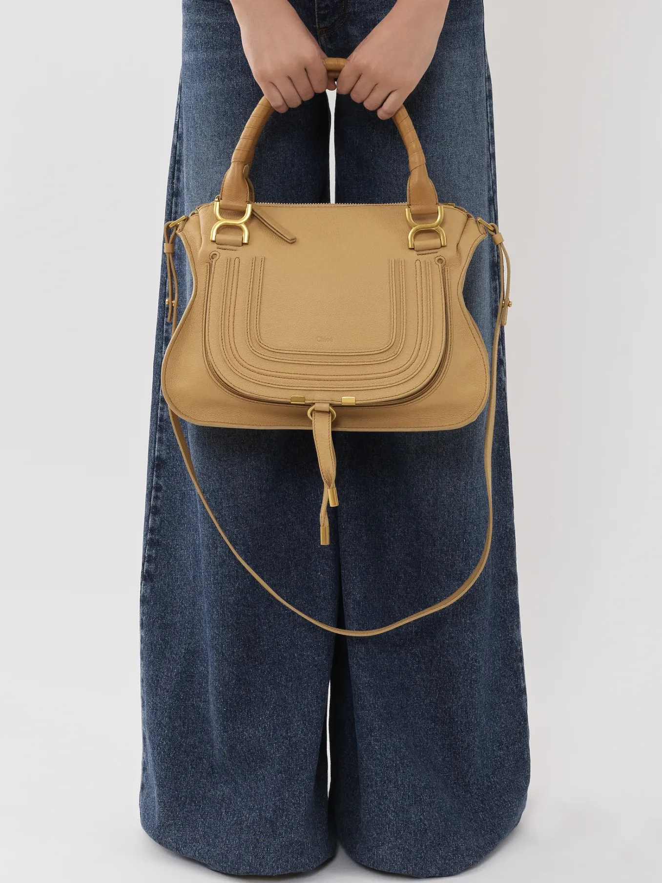 Sacs À Bandoulière-Chloé Sac Double Porte Marcie Milky Brown