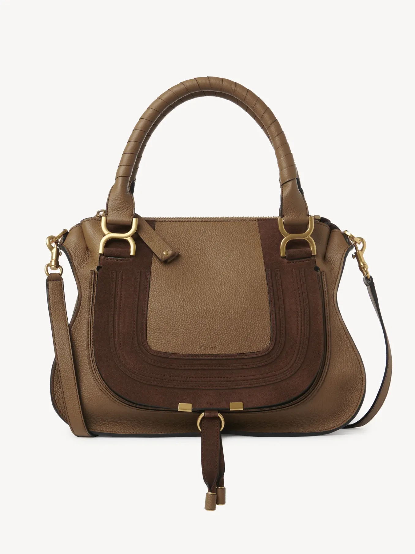 Sacs À Bandoulière-Chloé Sac Double Porte Marcie Desert Beige