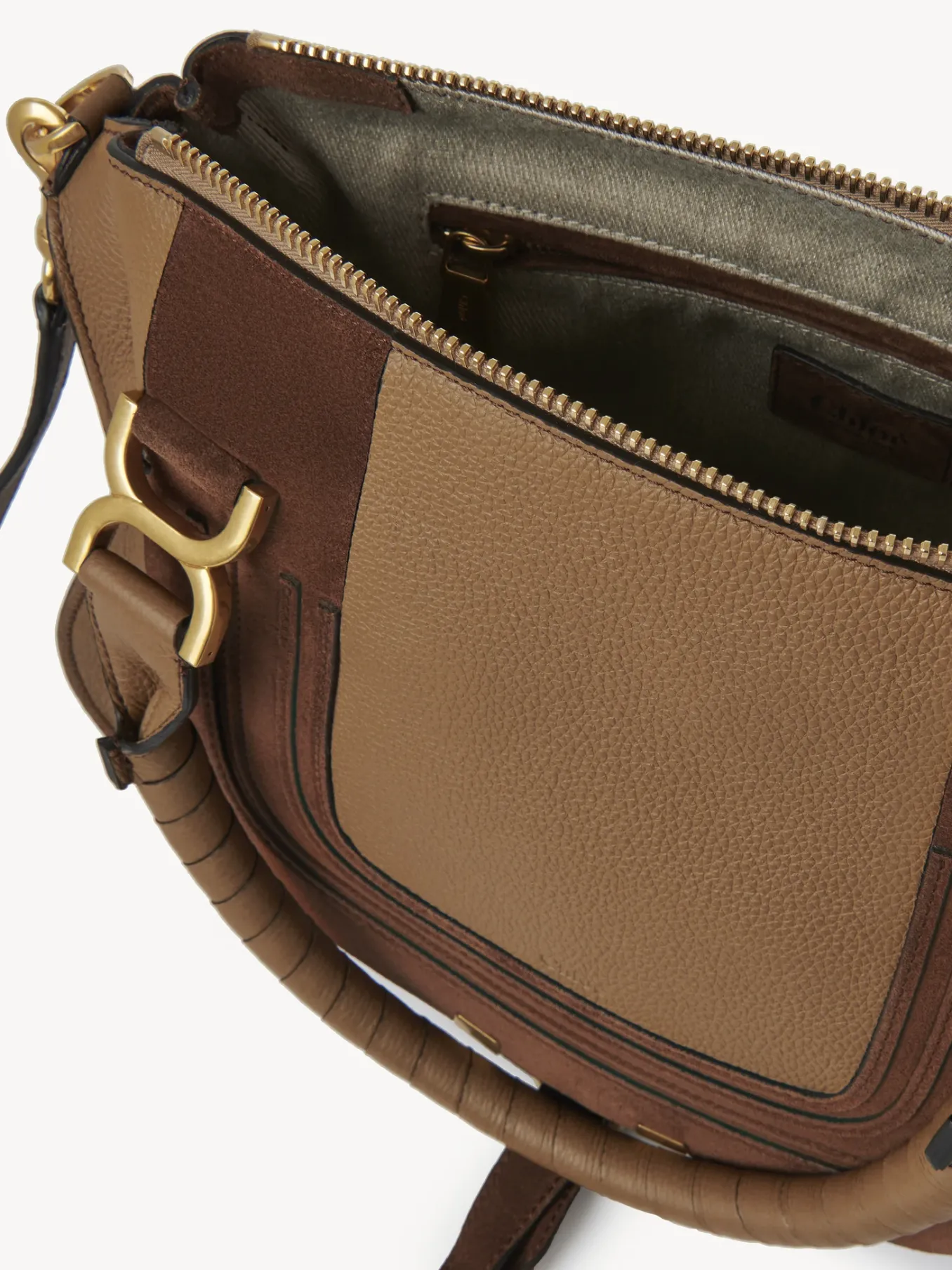 Sacs À Bandoulière-Chloé Sac Double Porte Marcie Desert Beige
