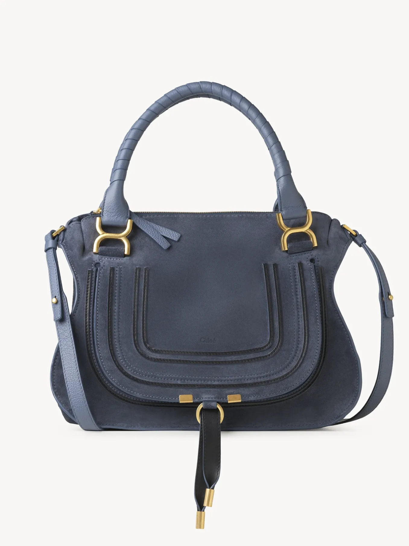 Sacs À Bandoulière-Chloé Sac Double Porte Marcie Graphite Navy