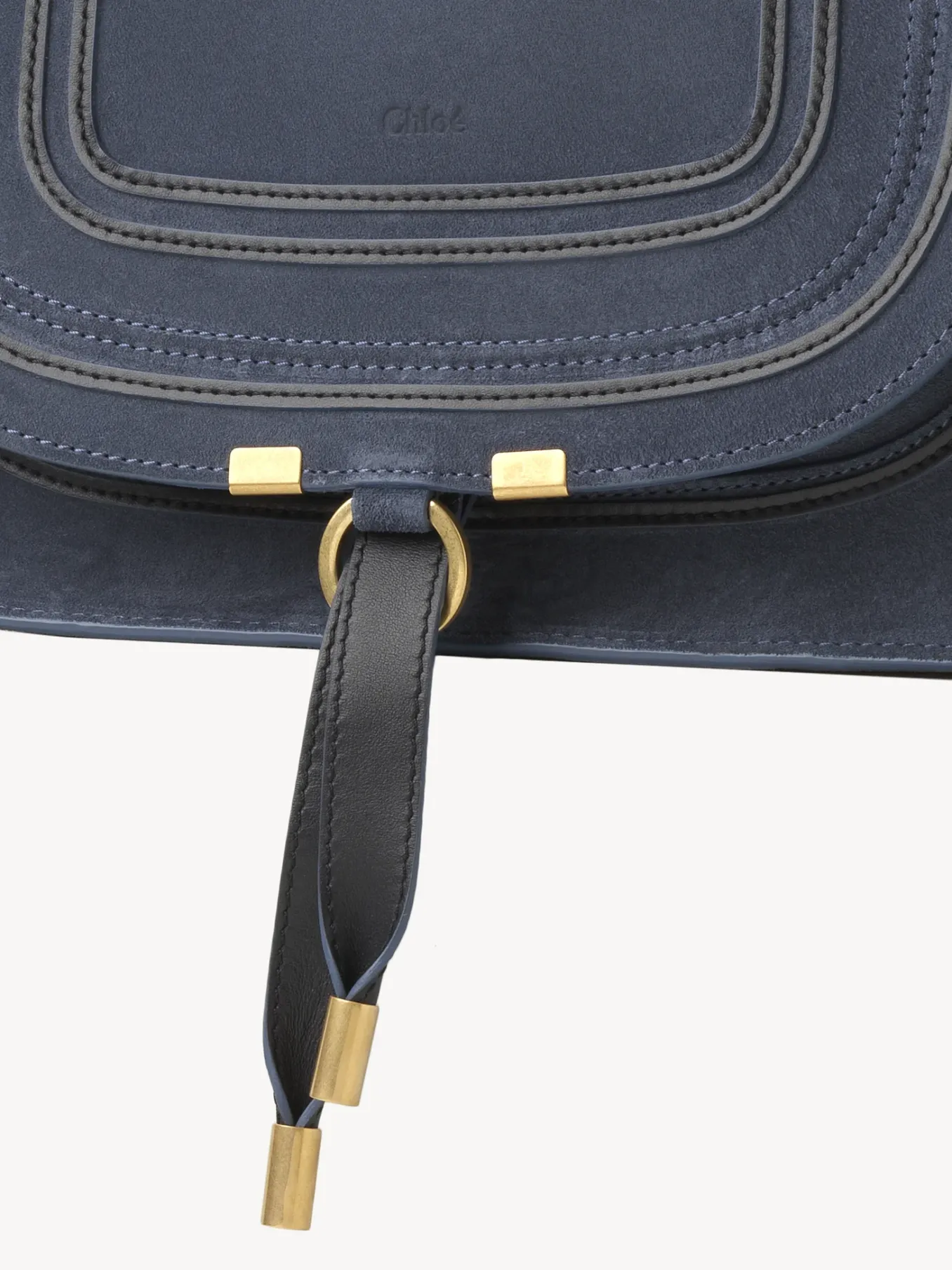 Sacs À Bandoulière-Chloé Sac Double Porte Marcie Graphite Navy