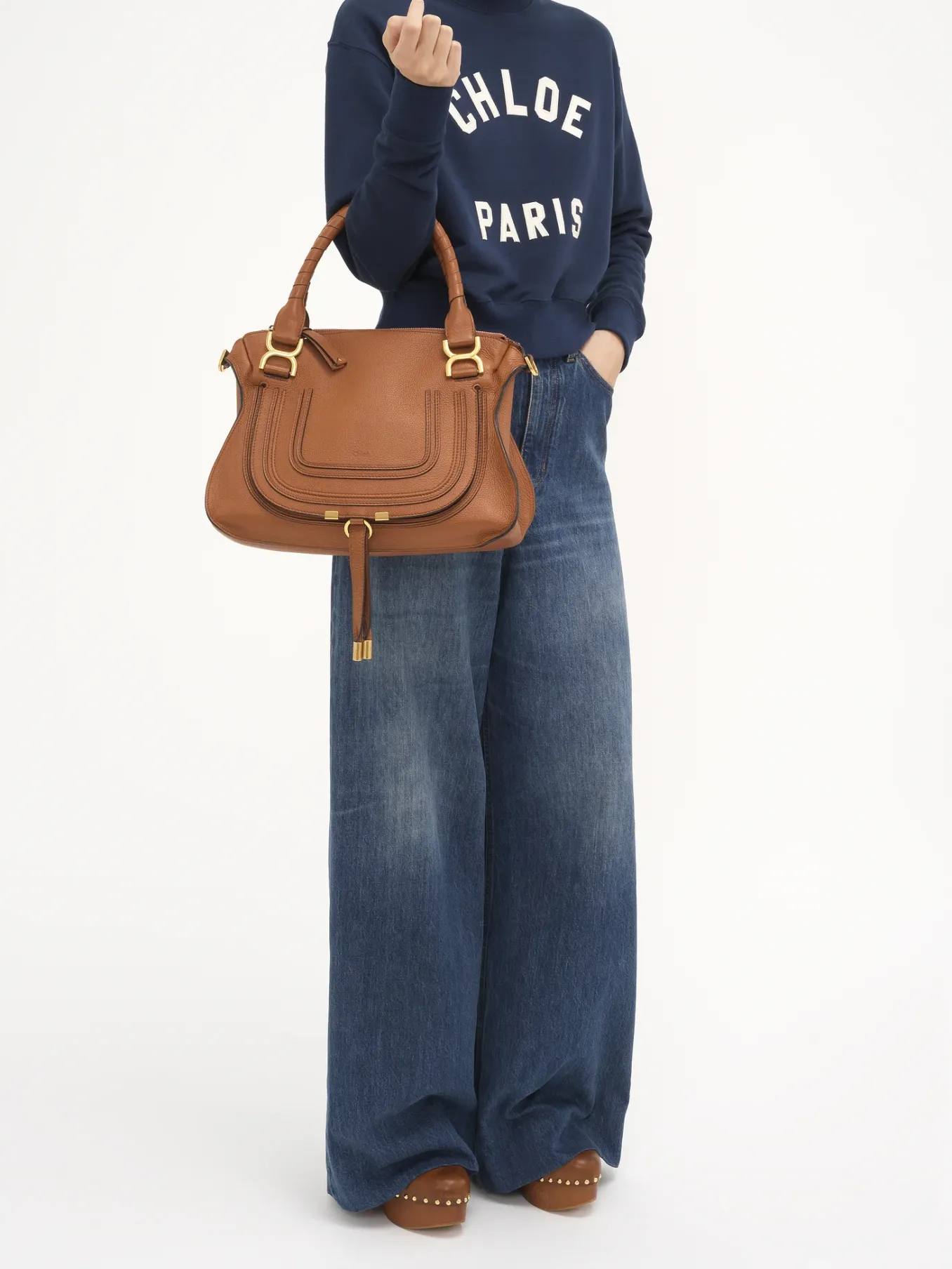Sacs À Bandoulière-Chloé Sac Double Porte Marcie Tan