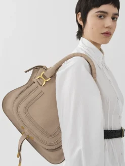 Sacs À Bandoulière-Chloé Sac Double Porte Marcie Nomad Beige