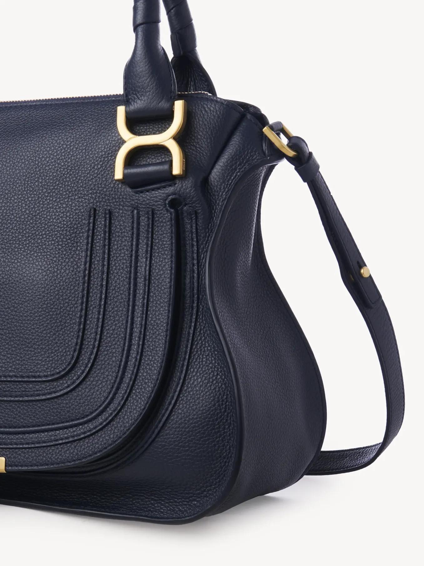 Sacs À Bandoulière-Chloé Sac Double Porte Marcie Iconic Navy