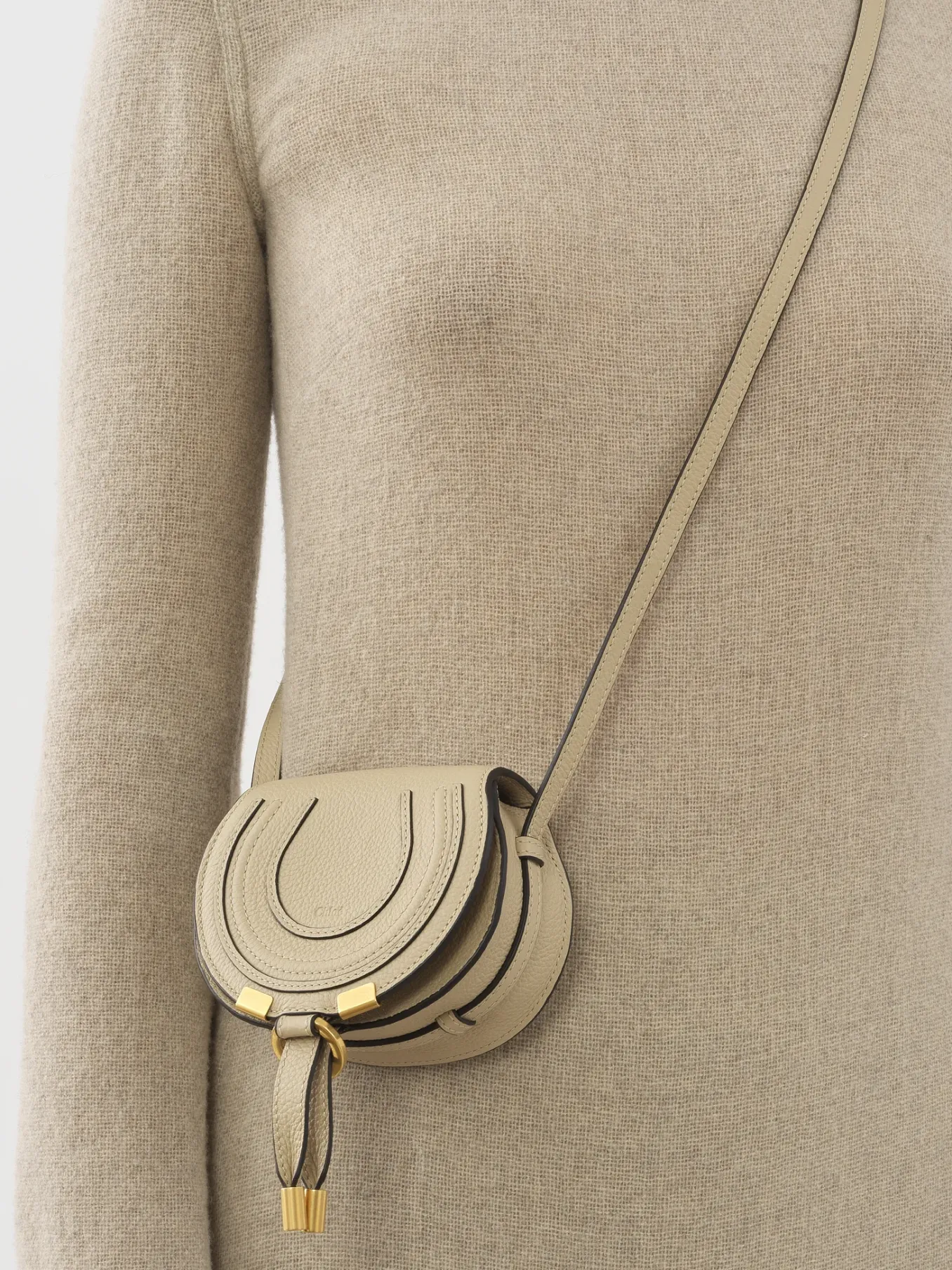 Sacs À Bandoulière-Chloé Sac Porte Épaule Marcie Nano Root Beige