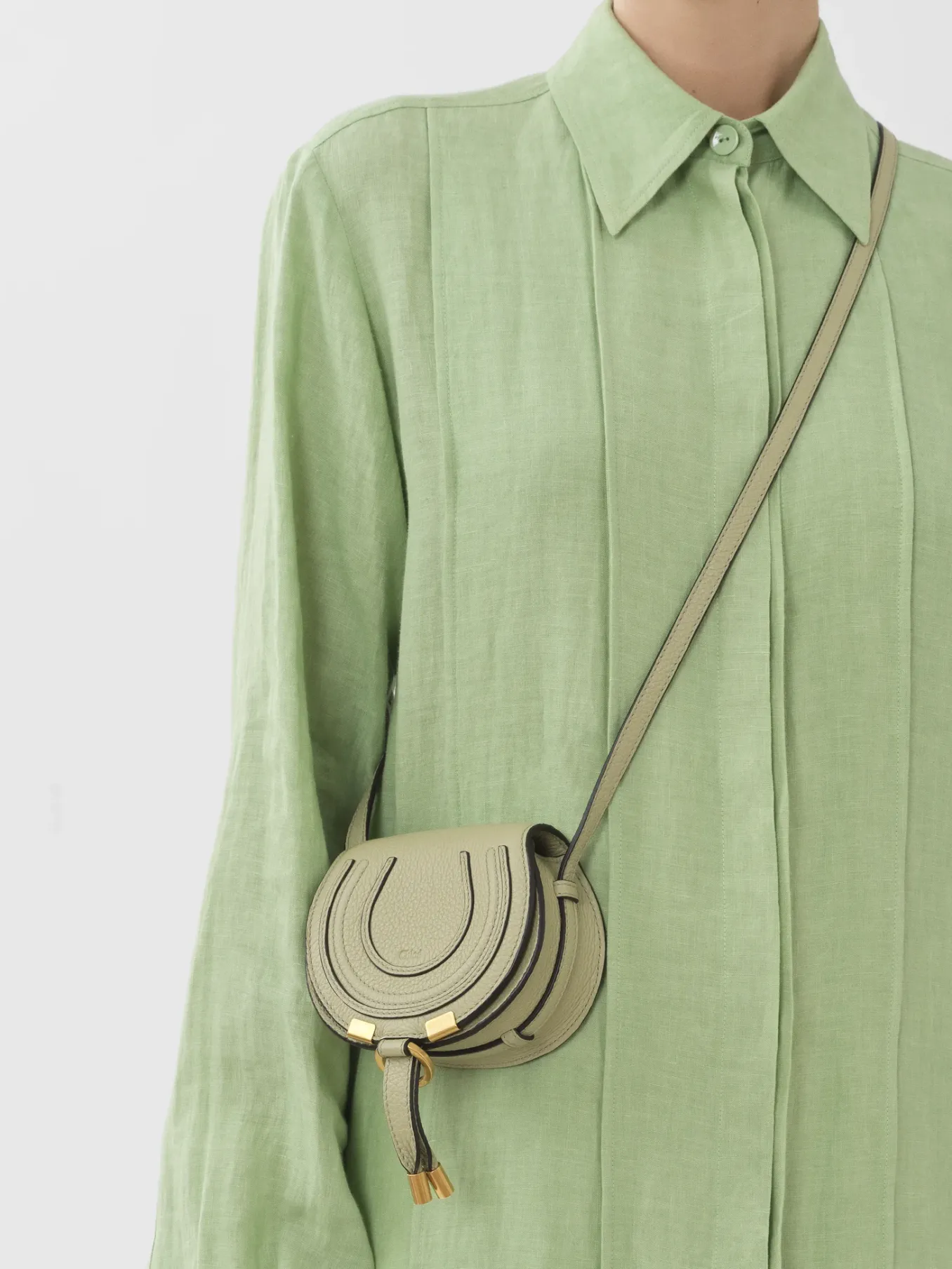 Sacs À Bandoulière-Chloé Sac Porte Épaule Marcie Nano Faded Green