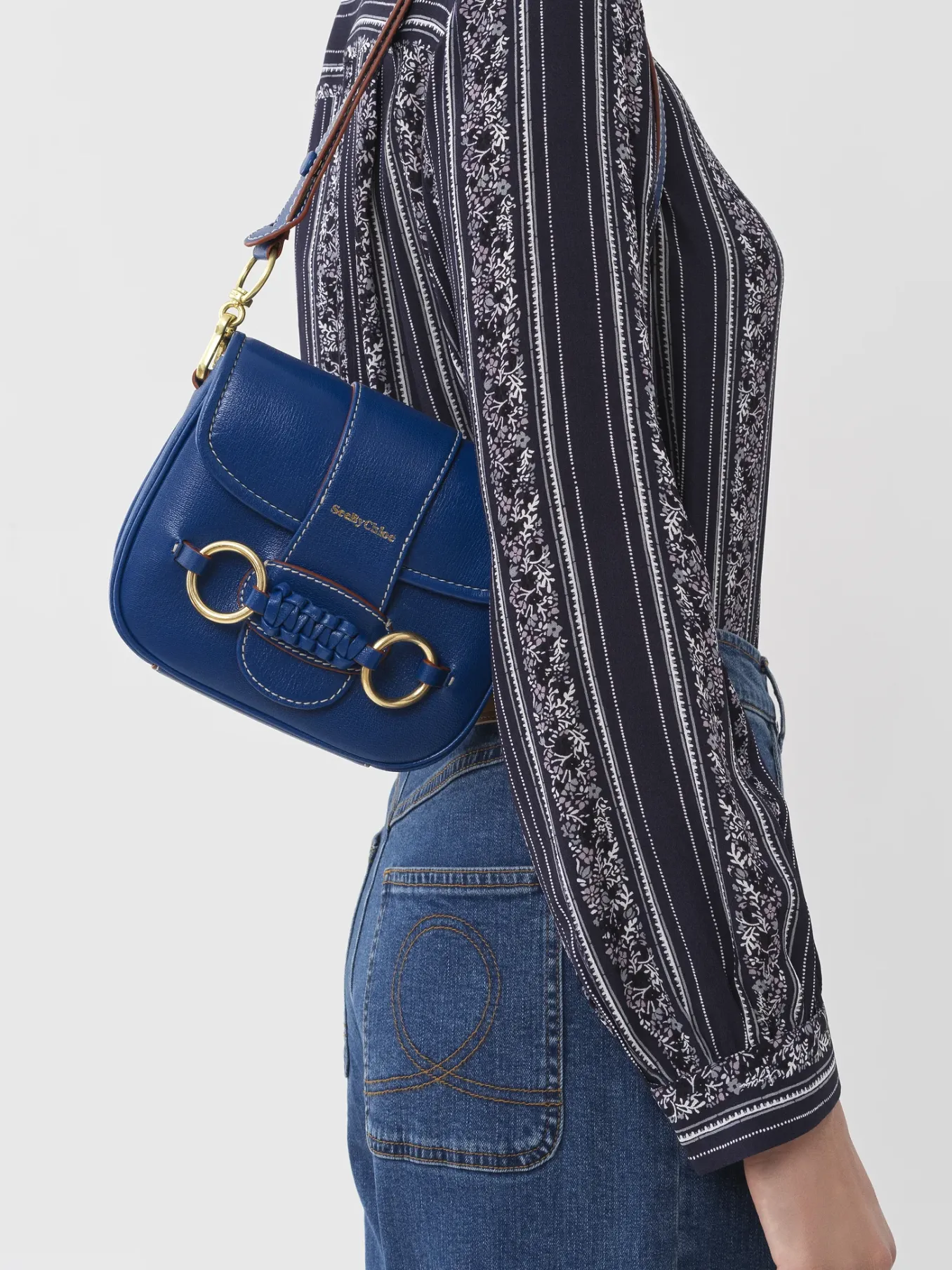 Sacs Porté Épaule-Chloé Sac Porte Épaule Saddie Eternity Blue