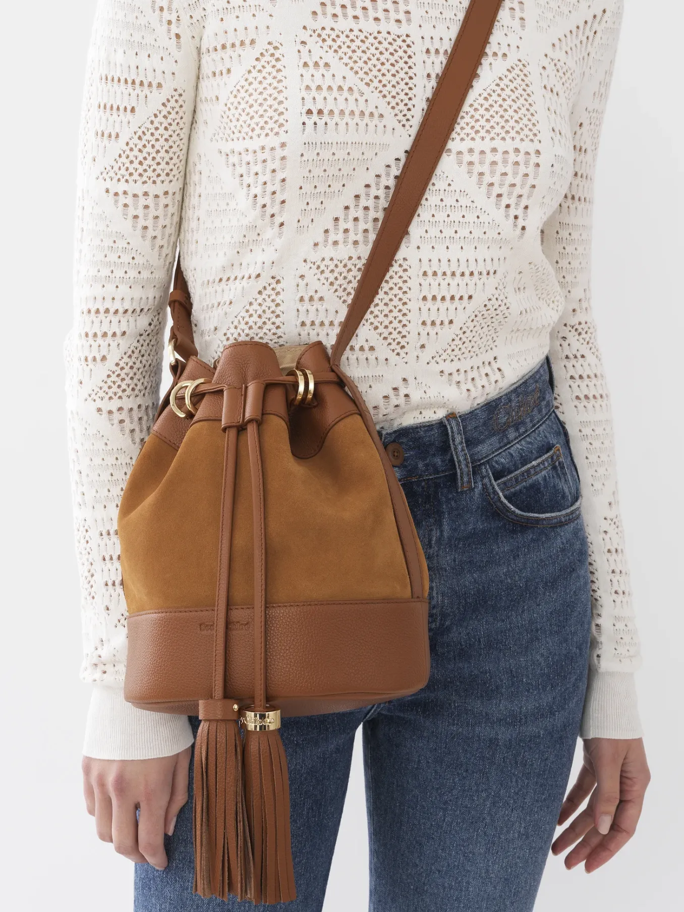Sacs Porté Épaule-Chloé Sac Seau Vicki Caramello