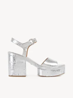 Sandales Et Espadrilles-Chloé Sandales A Talon Odina Silver