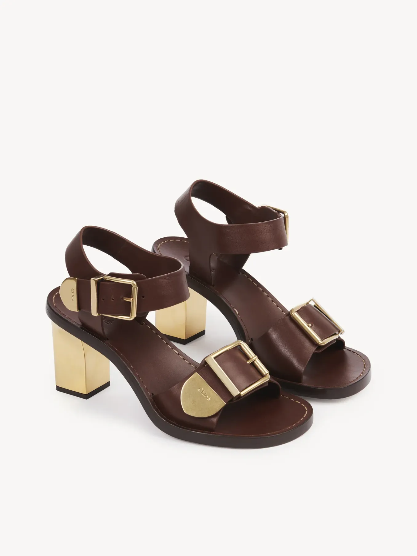Sandales Et Espadrilles-Chloé Sandales A Talon Rebecca Brunet Brown
