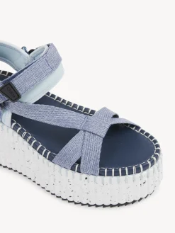 Sandales Et Espadrilles-Chloé Sandales Compensees Nama Denim