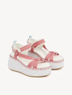 Sandales Et Espadrilles-Chloé Sandales Compensees Nama Hot Coral