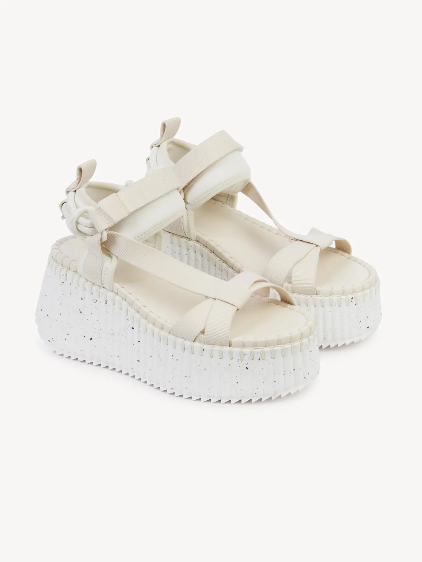 Sandales Et Espadrilles-Chloé Sandales Compensees Nama Pearly Grey