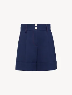 Vêtements-Chloé Short Bermuda A Revers Evening Blue